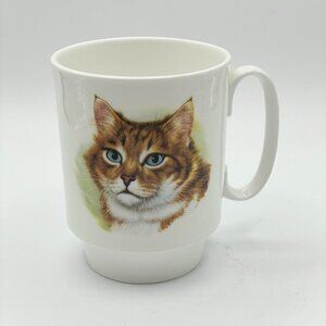 Royal Windsor Vintage Cat Portrait Pink Ribbon Mug Fine Bone China 3.75" England
